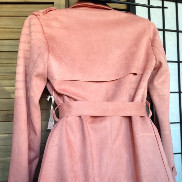 Gorgeous Fluffy Casual Rose Removable Belt Side Pockets Open Front Coat - Picture 14 of 16